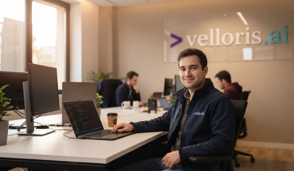The Velloris team at work in the office